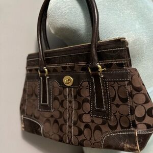 Brown Coach Signature Tote Bag